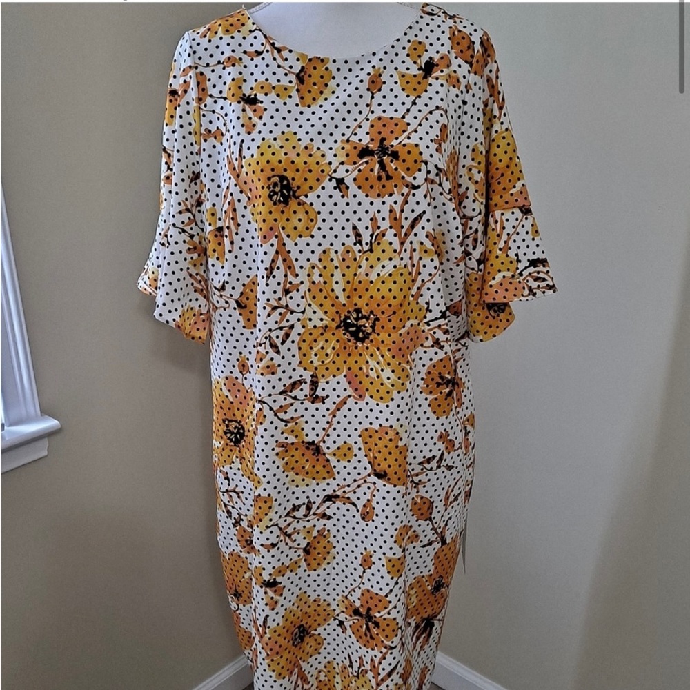 Avenue Stunning Floral Dress with Ruffle Bell Sleeves